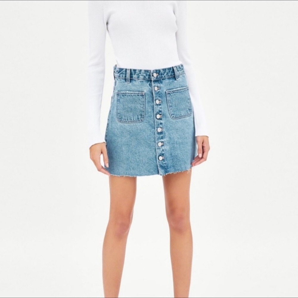 NWT ZARA authentic denim by TRF button fly skirt size S.